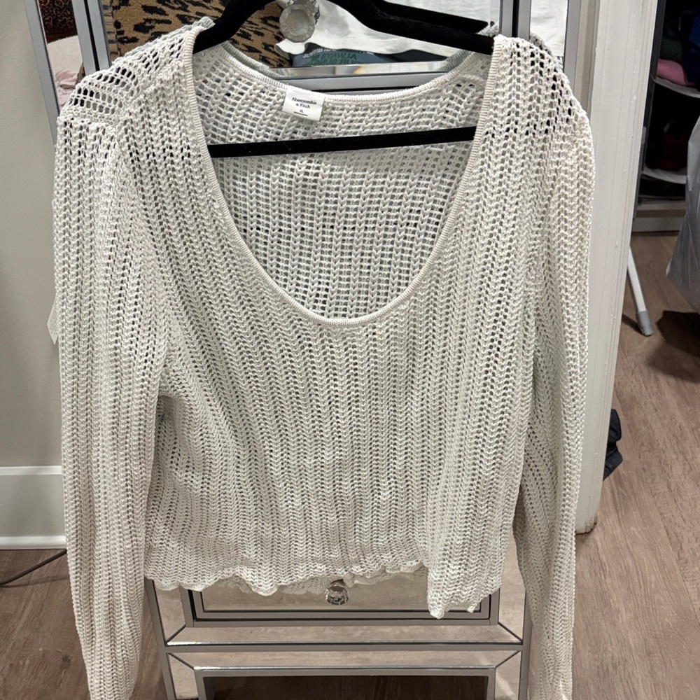 Abercrombie & Fitch Cream Scoop Neck Sweater